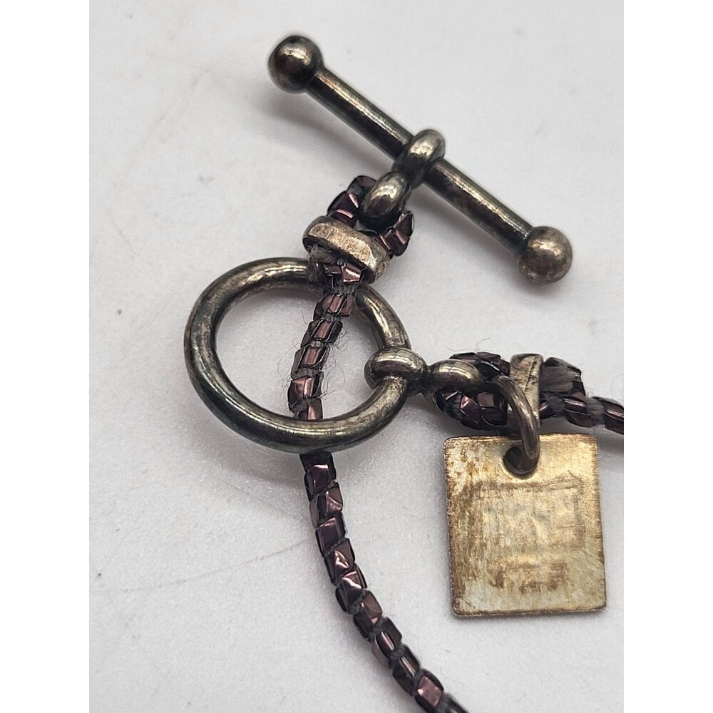 Yummi Heart Pendant Necklace VTG Art Glass Pink Sterling Silver Toggle Clasp 16" - Picture 9 of 10